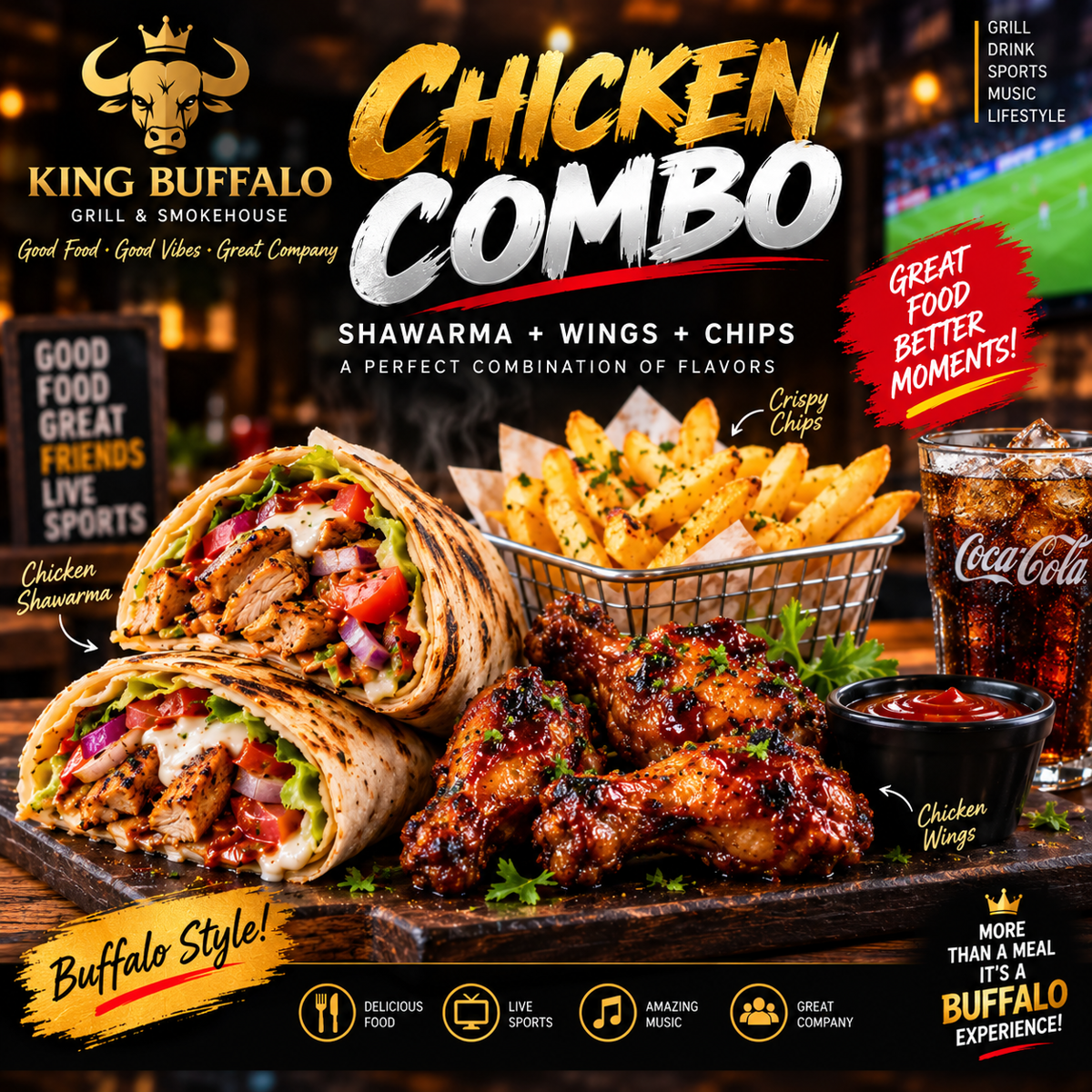 Shawarma Combo (Chips, Wings & Sauce)